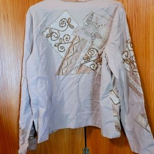 Coldwater Creek light jacket.  Sz large.  Tan with sewn pattern.